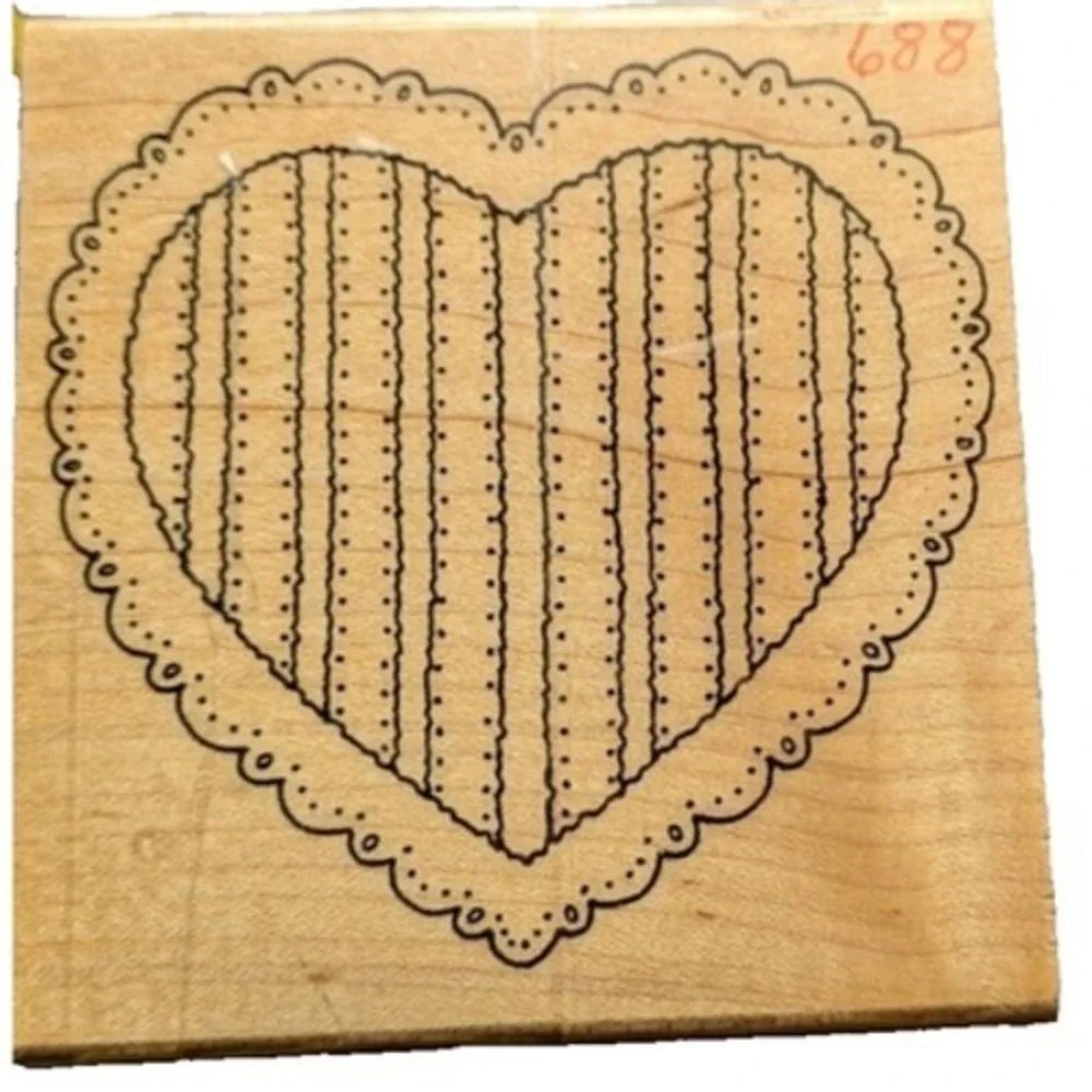 Alias Smith Rowe Lacy Heart X113 Rubber Stamp Wood #C10